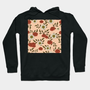 Red Rose and Chamomile Pattern Hoodie